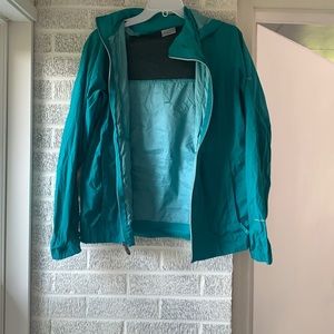 Blue/green Columbia rain jacket